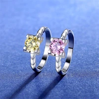 sherich high carbon diamond 1ct pink ring simple classic yellow ladies anniversary elegant girls party jewelry