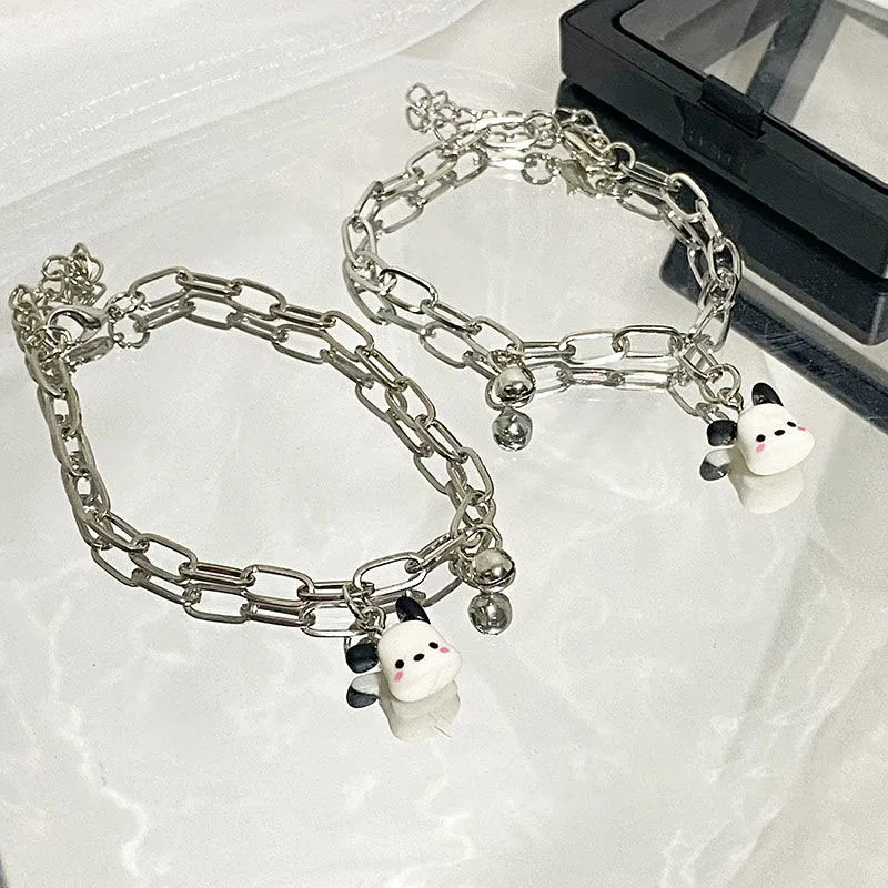 

Kawaii Pochacco Bracelet Accessories Sanrio Cartoon Cute Bell Bracelet Couples With the Same Style As a Gift for Girls
