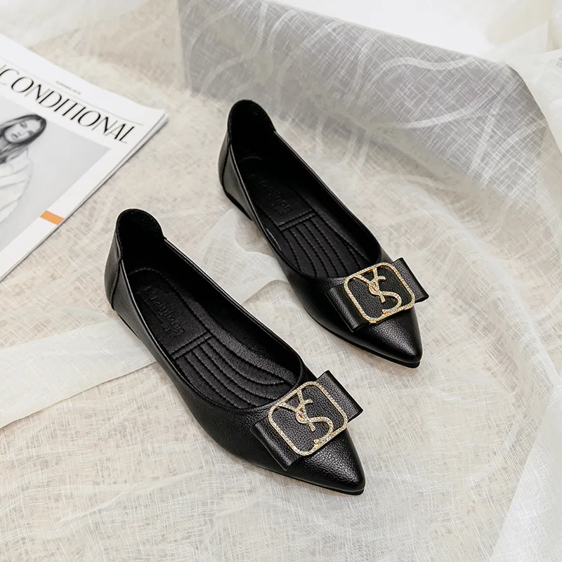 Spring/Summer New Designer Luxury Women Shoes Pointed Toe Shallow  Casual Office and Career Shoes Black Loafers Women Zapatos