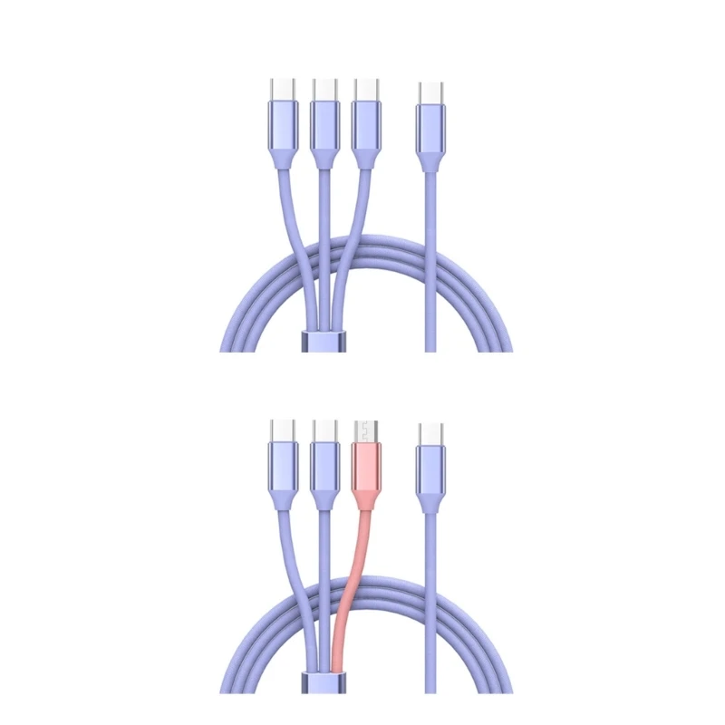 

Portable Type-C to Type-C/Micro USB Charging Cable Male to Male 3-in-1 Charge Cord Wire for On-the-Go Charging
