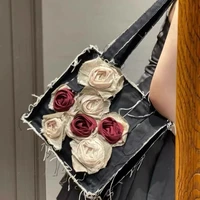 xiuya gothic canvas bags ladies japanese creative rose floral goth lolita shoulder bags for women 2021 big capacity tote shopper