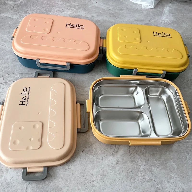 

Kawaii Stainless Steel LunchKawaii Stainless Steel Lunch Box Portable Grids Bento Box Candy Color Student School Office Healthy
