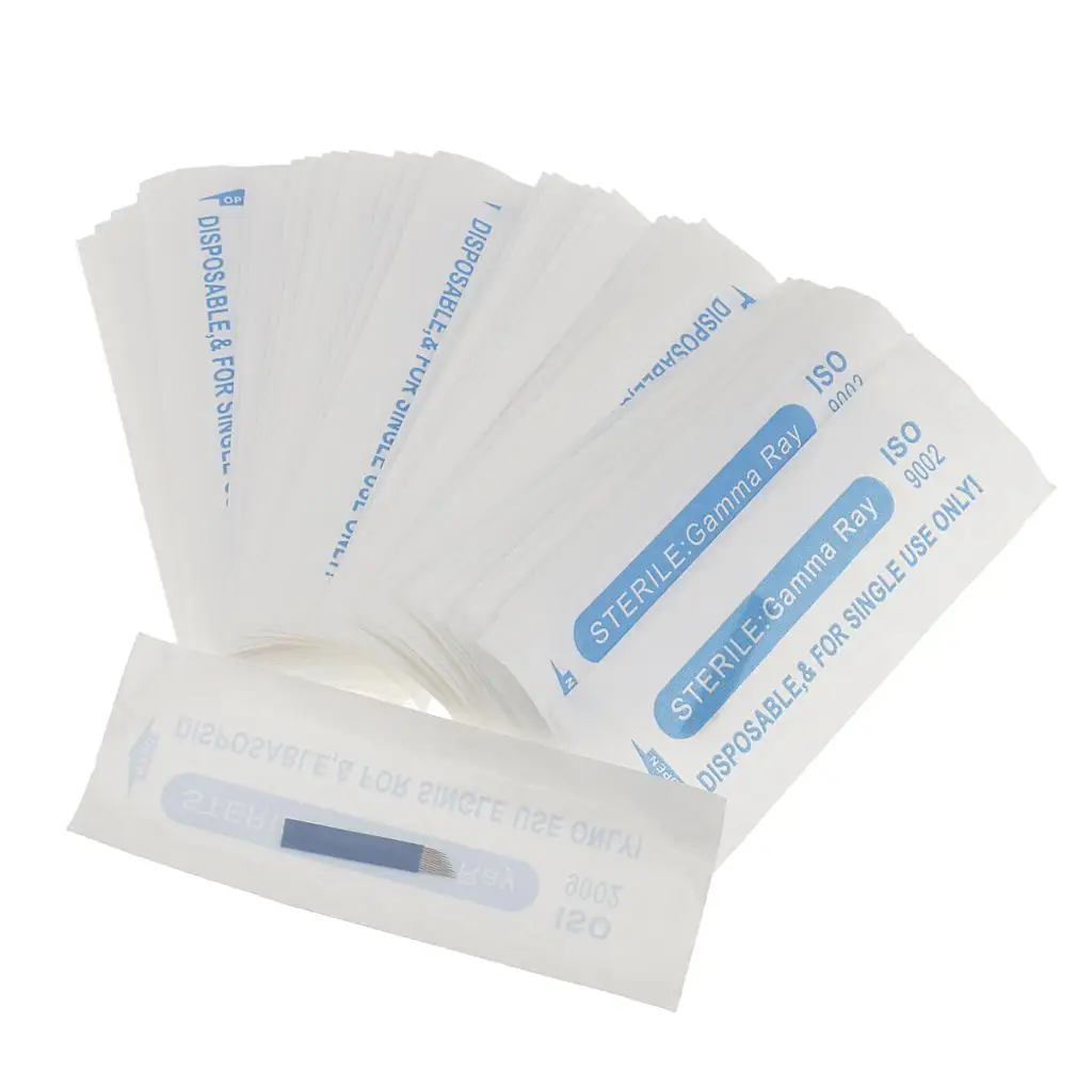 

Одноразовые Иглы для перманентного макияжа бровей, 50 шт., микроблейдинг, 12/14/18 пин