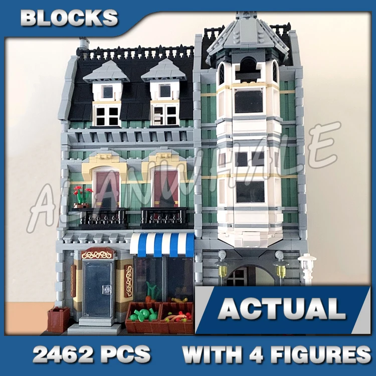 

2462pcs Creatoring Expert Modular Street View Green Grocer Classic Apartments 15008 Building Block Toys Compatible With Model