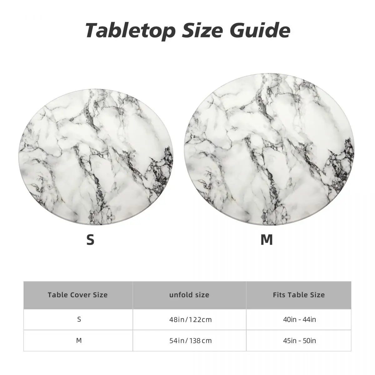 Round Oilproof White Marble Texture Table Cover Fitted Abstract Art Table Cloth Backing Edge Tablecloth for Dining images - 6
