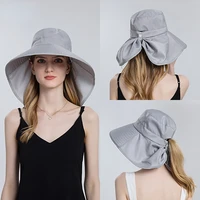 women snap fastener big brim hat protection visors bucket hat sunscreen fisherman hats outdoors fishing cap ponytail sun caps
