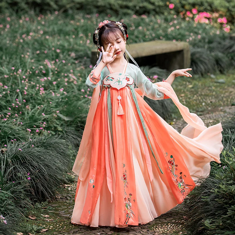 

Han Girls Summer Dress Chinese Style Thin Ru Skirt Ancient Dress Super Fairy Little Girl Summer Children's Tang Dress Summer