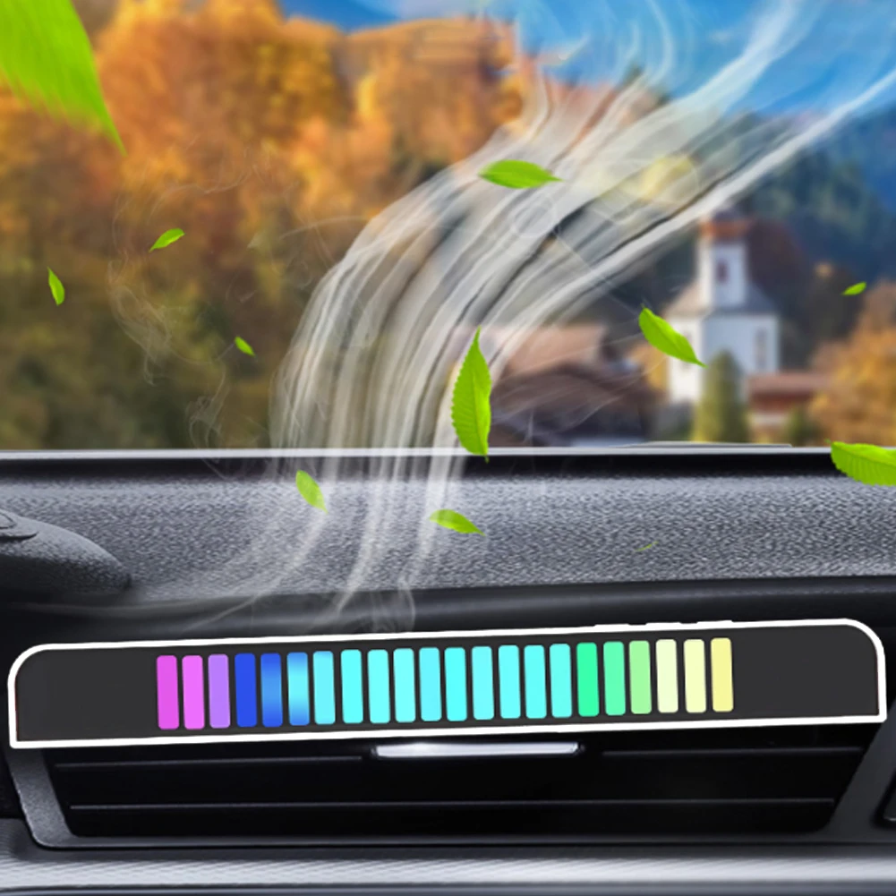 

LED Strip Light RGB Sound Control Voice-Activated Music Rhythm Light APP Control Rechargeable with Air Freshener Car Interior