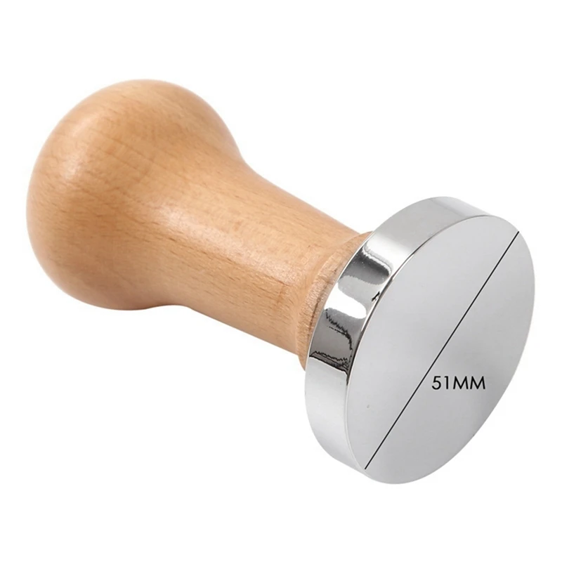 

New 3X Coffee Tamper Wooden Handle Barista Espresso Machine Grinder 51Mm For Coffee And Espresso Powder Hammer Wood Color