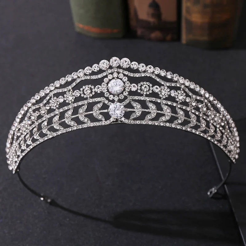 

Baroque Luxury Crystal Leaf Bridal Tiaras Crown Wedding Hair Accessories Tiara Rhinestone Pageant Diadem Headbands
