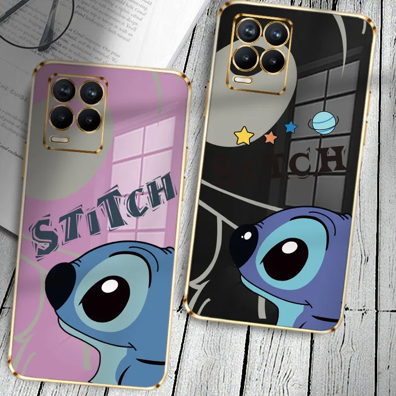 

Case for Realme C21y C25y C11 C12 C15 C3 C25s X Q2 Pro X7 C20A Electroplated Bag Stitch Cartoon Disney Celular Gold Plating
