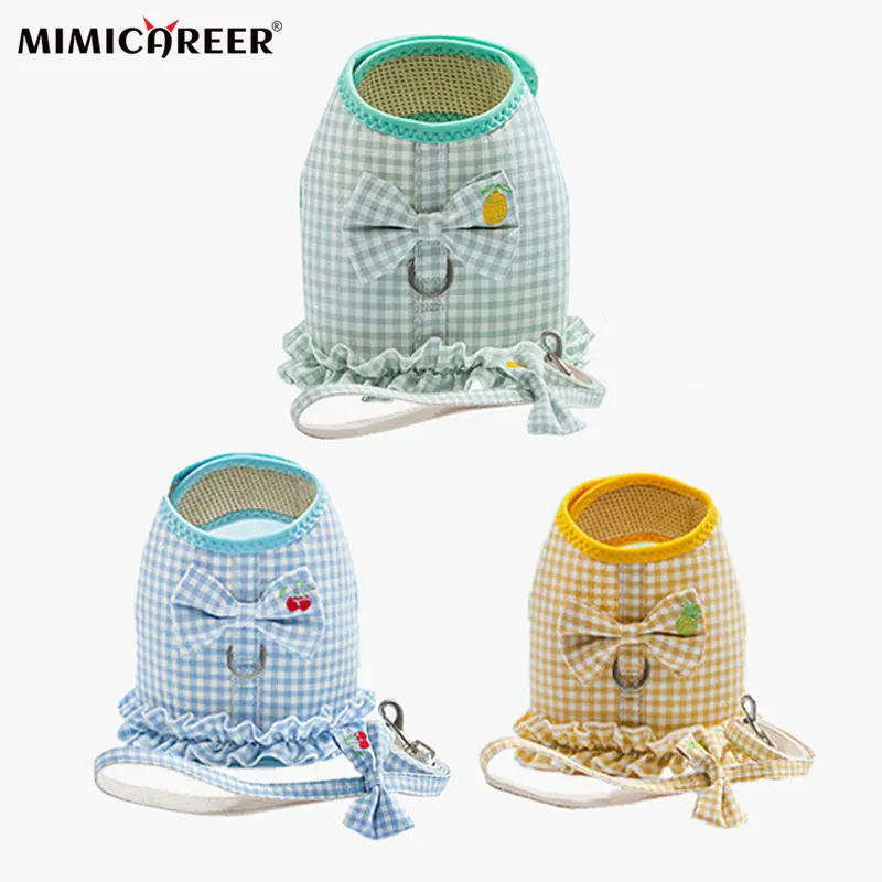 

Регулируемый поводок для собак, нагрудная шлейка с милым бантом, кружевной сетчатый жилет, аксессуары для собак