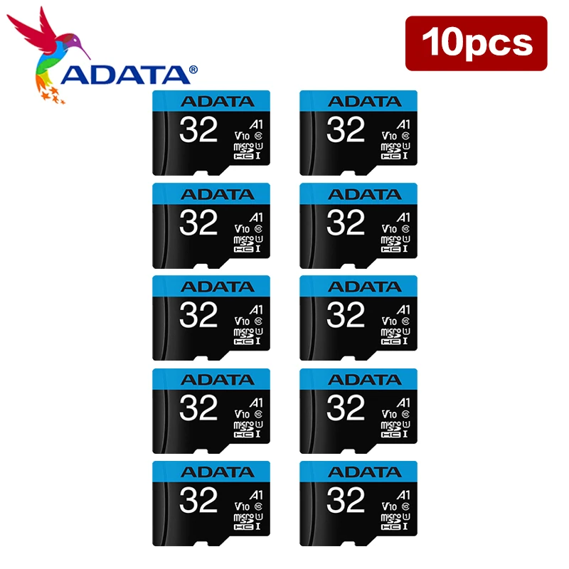 

10PCS ADATA TF Cards SD U1 C10 A1 Micro Memory Card 64GB 32GB Micro SD Card Flash Memory 4K Microsd for Phone