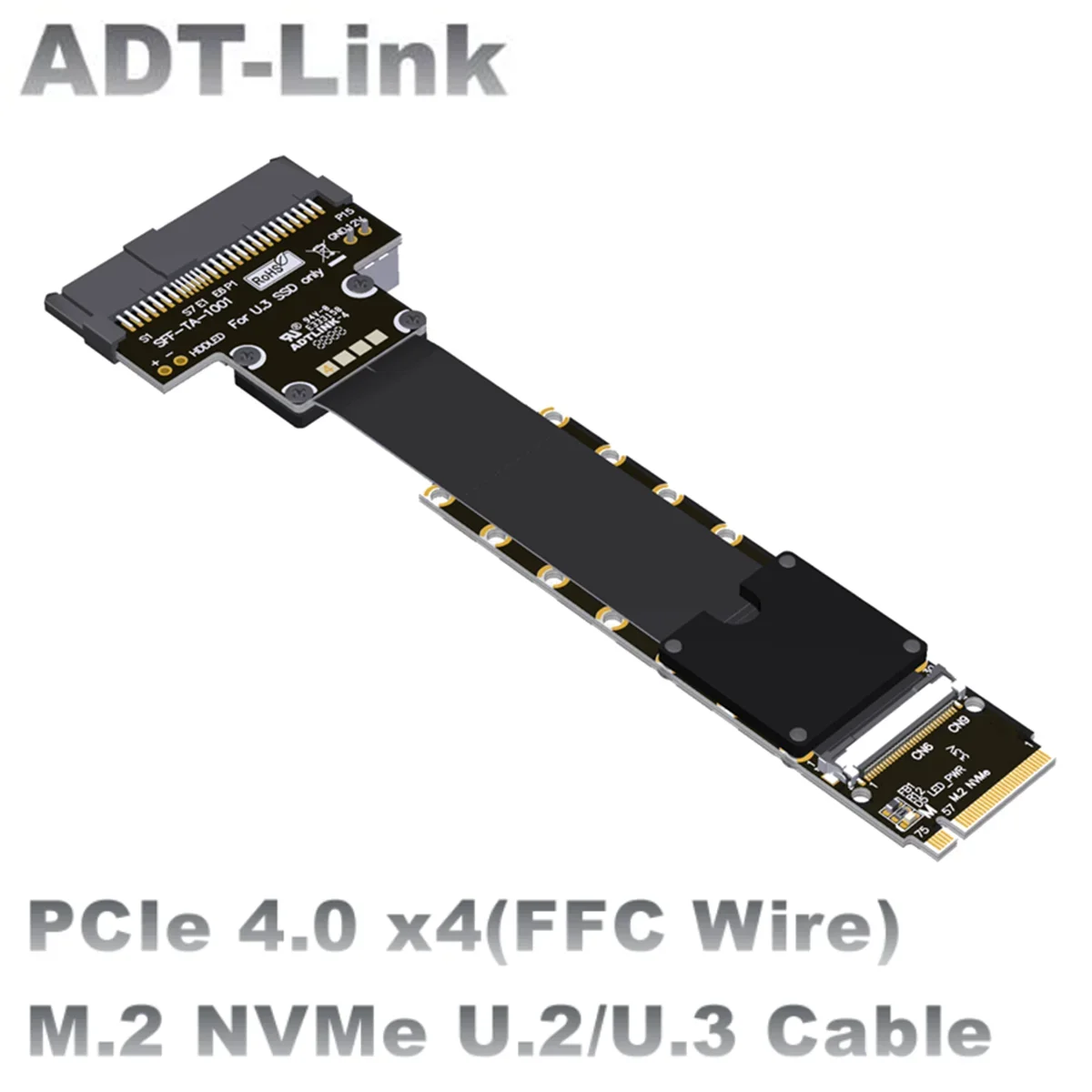 ADT-Link M.2 NVMe to U.2 SFF8639 U.3 SFF-TA-1001 Удлинительный кабель SSD Sata Шнур питания PCI-E 4.0 X4 SSD-карты