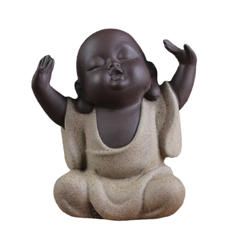 Песочная керамика прекрасные статуи Будды монаха чая домашних животных