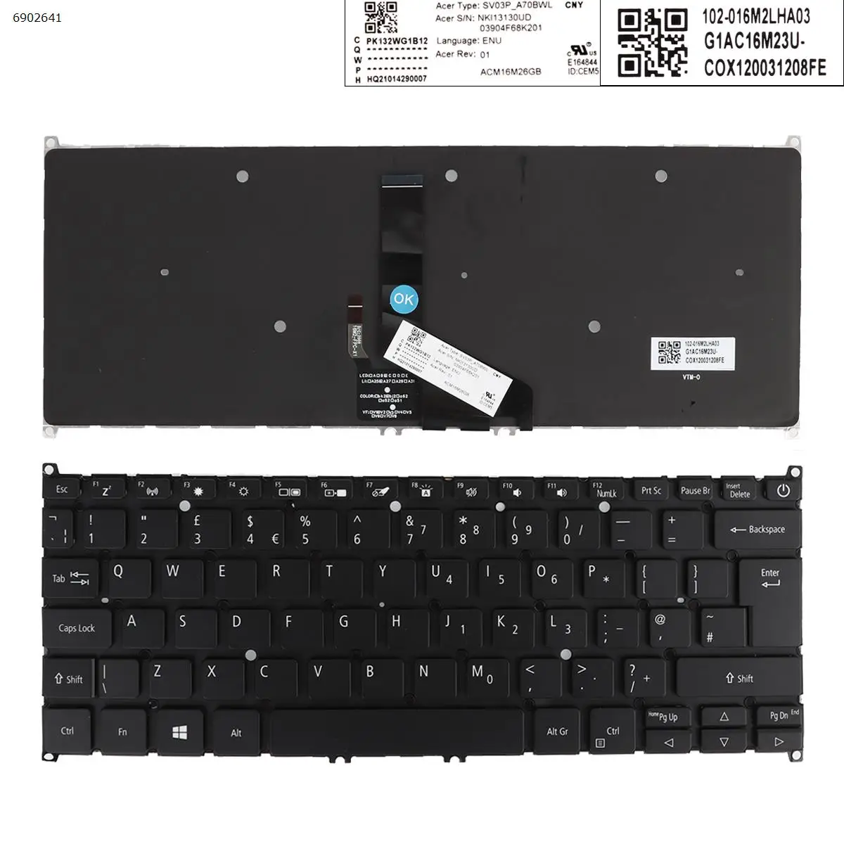 UK Laptop Keyboard for ACER SWIFT 3 SF314-54 SF314-54G S40-10 SF314-56 BLACK Backlit
