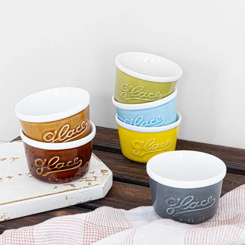 170ml Ceramic Soufflé Baking Bowl Pudding Cake Dessert Oven Microwave Egg Steam Cup Fruit Oatmeal Yogurt Baby Food Tableware