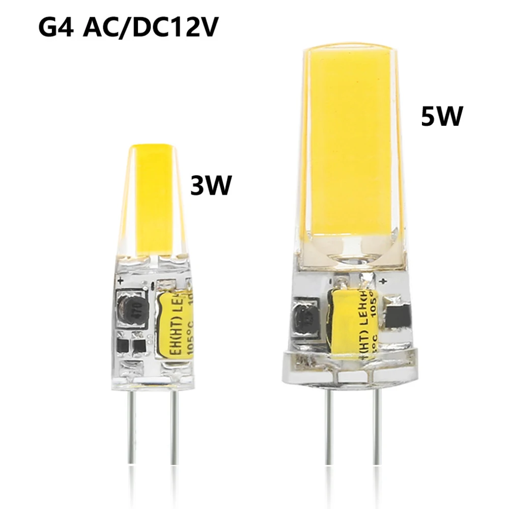 

G4 COB led lamp lampada AC DC 12v 2508-5W 1505-3W cob led light replace 360 Beam Angle Halogen Chandelier g4 led bulb 5PCS 100PC