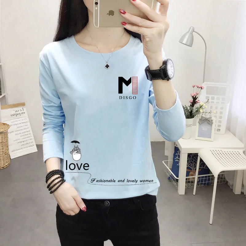Весна и осень 2022 новая женская футболка в корейском стиле с длинным рукавом