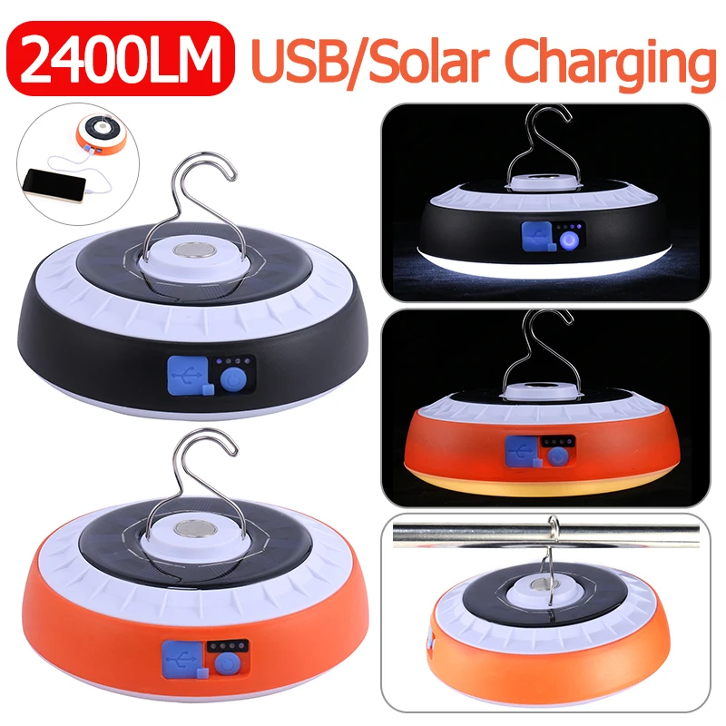 

2400LM LED Camping Light Multipurpose Inspection Work Light USB Solar Charging Remote Control Lamp for Emergency Hiking Fishing