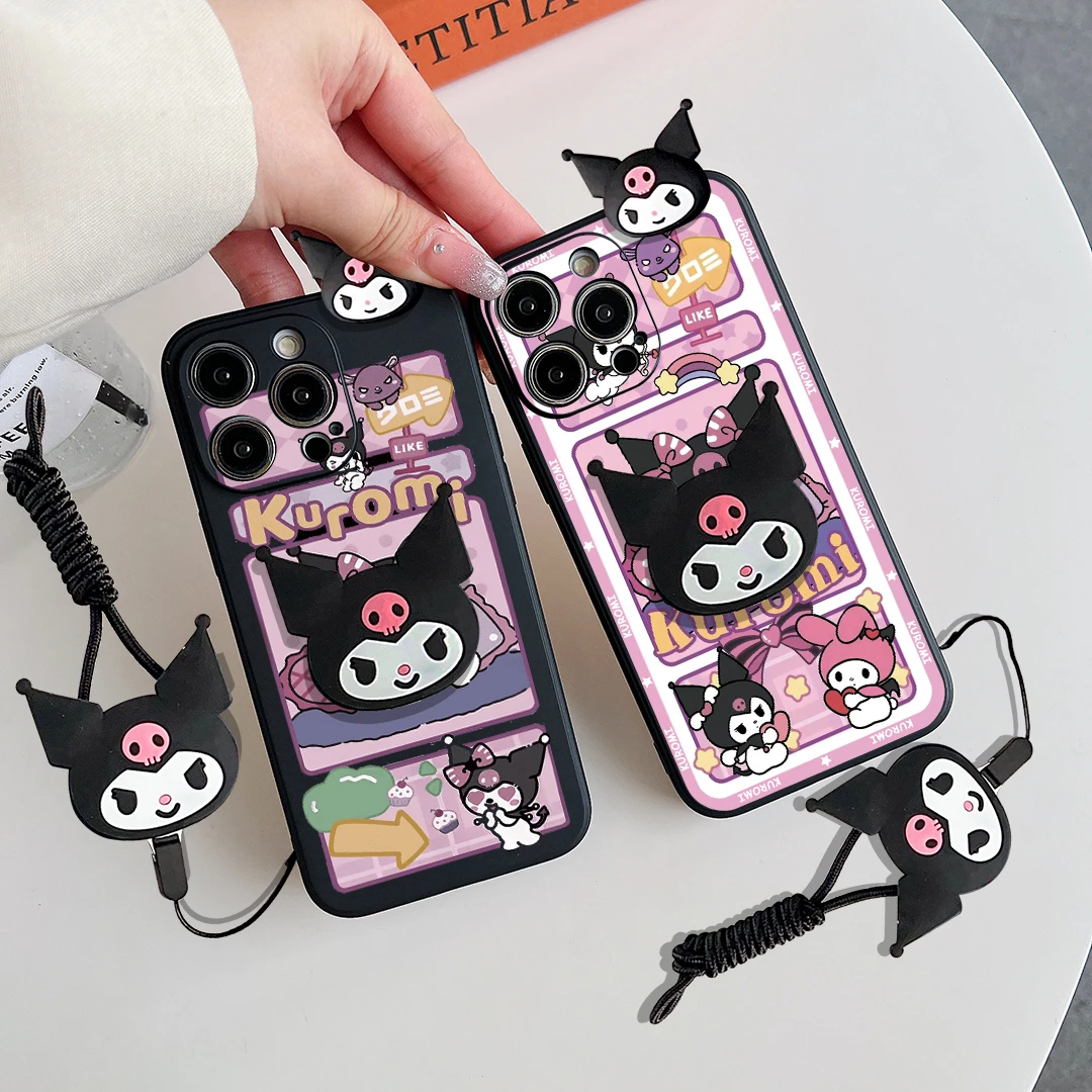 Чехол для телефона Xiaomi Poco X6 X5 X4 X3 X2 M5S M5 M4 Pro NFC GT с рисунком Sanrio Kuromi и держателем