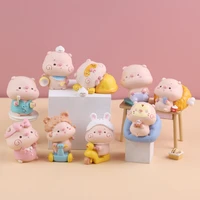 cartoon cute pink pig sweet daily blind box resin crafts kawaii model doll desk car cake decoration surprise birthday gifts