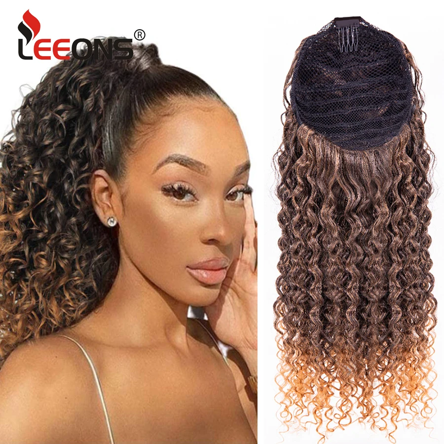 

Synthetic Ombre Curly Ponytail Extension For Women Drawstring Ponytail kinky Curly For African Women Short Afro Kinky Ponytail