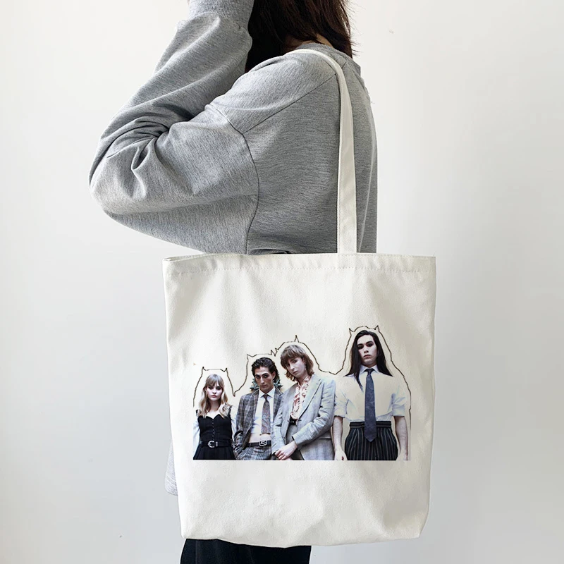 

Maneskin Printing Letter Shopping Bag Canvas Tote Bag Casual Fashion Big Capacity Harajuku Women New Fun Vintage Shoulder Bag