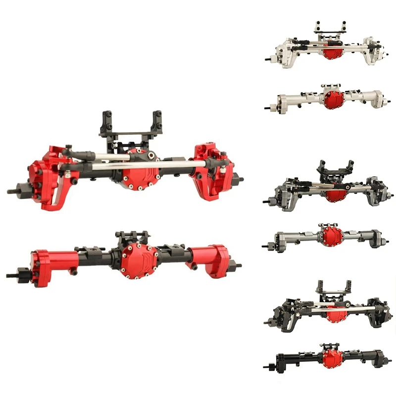 

Портальная ось CNC, металл, передняя и задняя для 1/10 RC Crawler Car Axial SCX10 & SCX10 II 90046 90047 красный