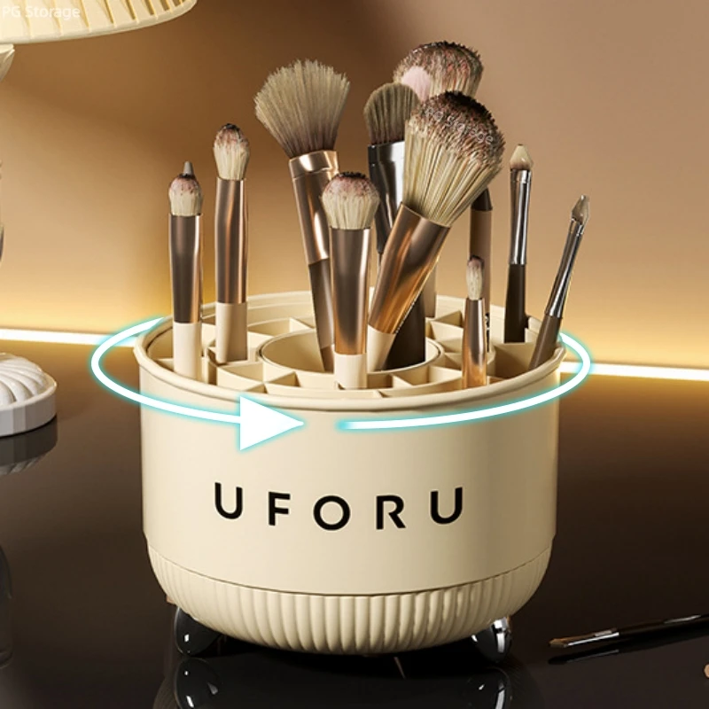 

12 Grids Makeup Brush Holder Desktop 360° Rotating Makeup Organizer Lipstick Storage Box Eyebrow Pen Eye Shadow Brush Holder