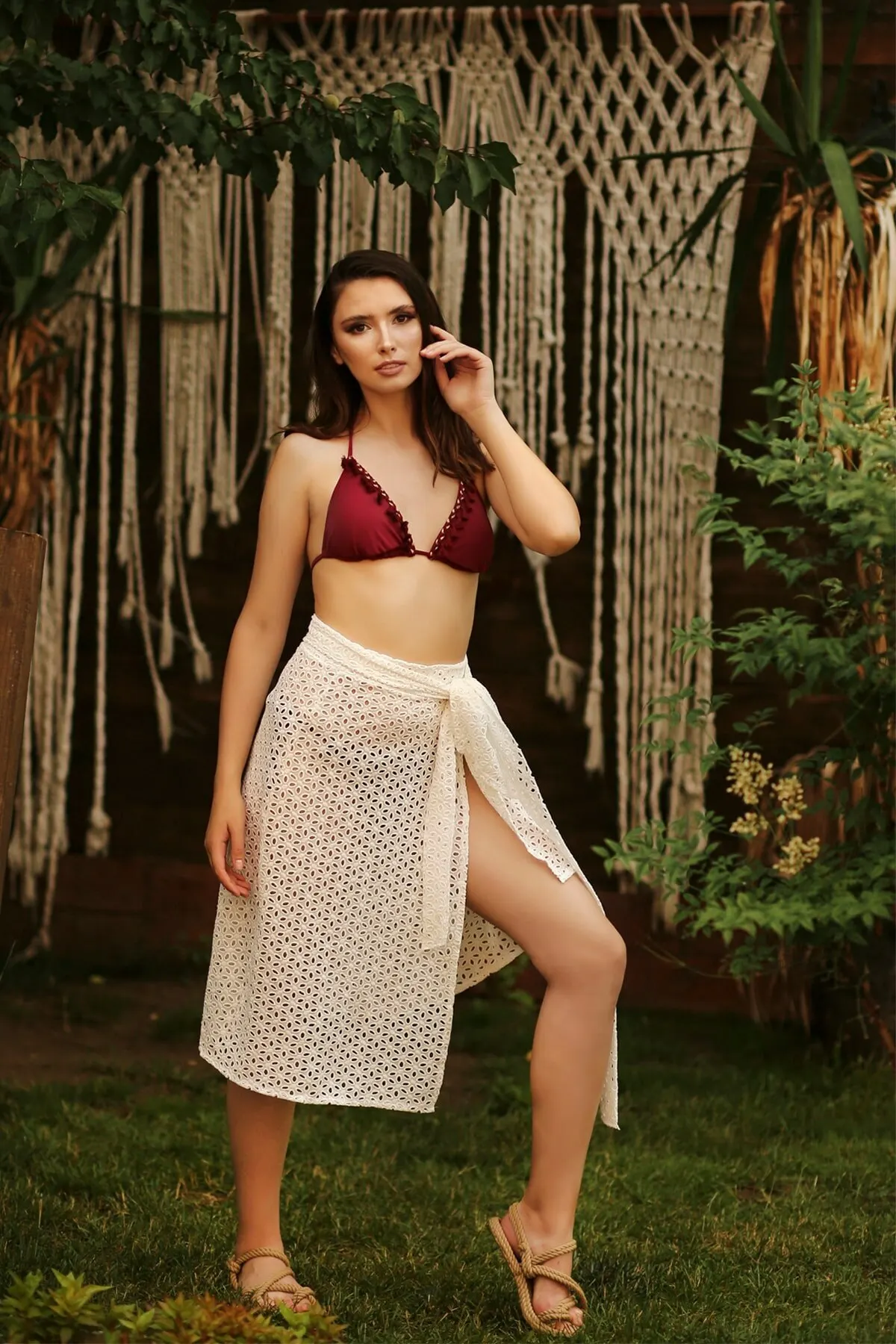 

Women's Pareo White Ava Scallops Swimwear Cover Up Dress Sexy Tunic Suit Beachwear Female Beach Bikini Cover Loose Mini Dress