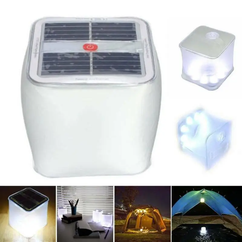 Foldable LED Solar Power Inflatable Lent Camping Light Outdoor Emergency Lamp Folding Frosted Square Inflatable Lamp