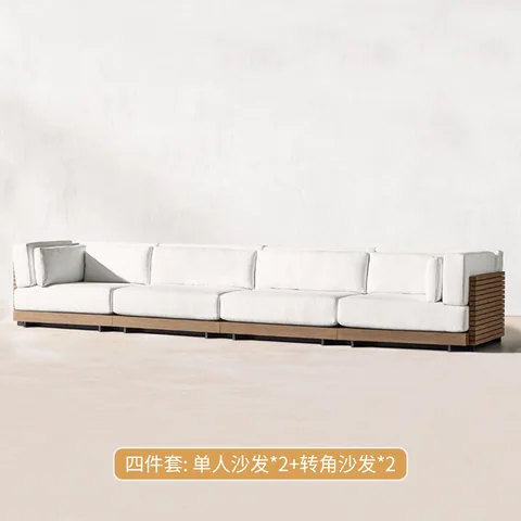 Роскошный диван Xianmouwu из массива дерева для отдыха на открытом воздухе, гостиничная уличная мебель для двора