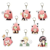 anime spy x family kawaii figure anya forger keyhain acrylic cartoon keychains metal holder key ring gifts props cosplay