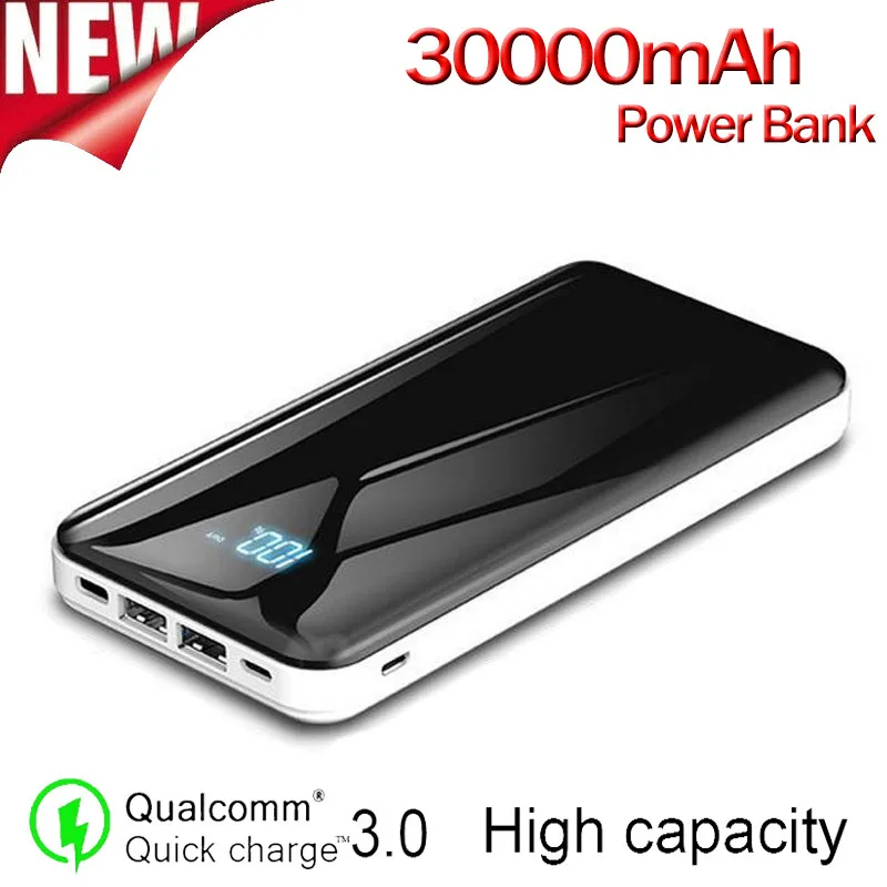 

Fast Charging Power Bank Portable 30000mAh Charger 2USB Digital Display External Battery Pack for iphone Huawei Xiaomi