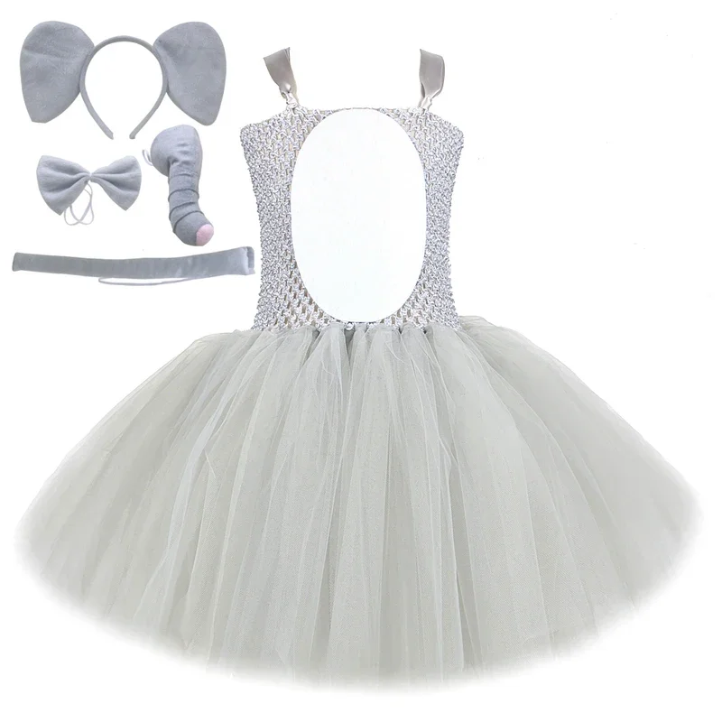 Серое платье-пачка со слоном для маленьких девочек костюмы на Рождество и