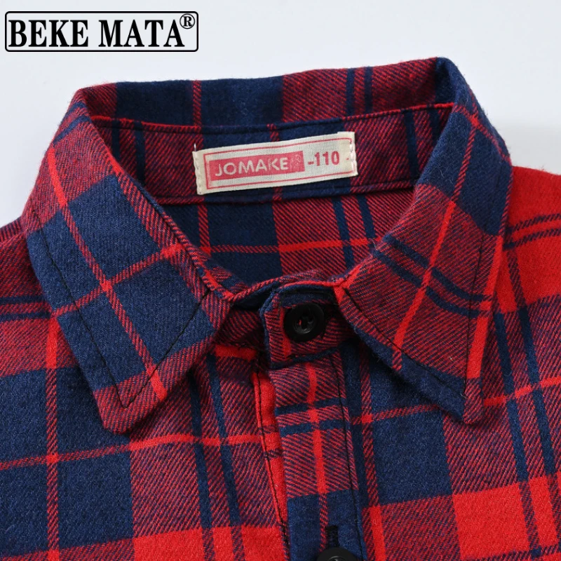 Клетчатые блузки BEKE MATA для девочек школьные рубашки девочек-подростков с длинной