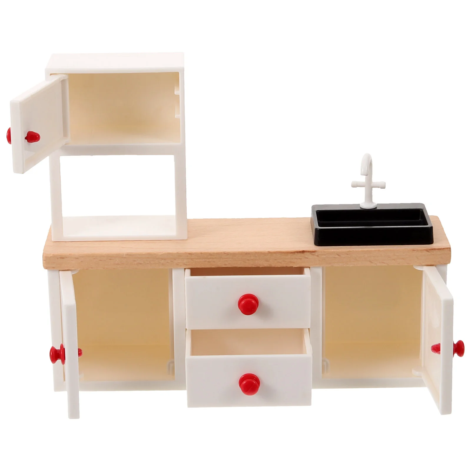 

Furniture Mini Wooden Sink Counter Decor House Accessory Ornaments For Kitchen White Miniature Micro Scene