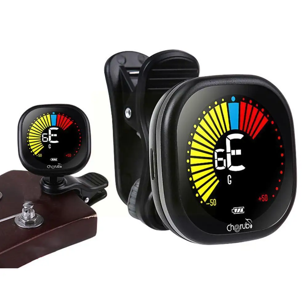

LCD Display Digital Guitar Tuner Pedal Clip On Rechargeable Guitar Tuner for Chromatic Tuning Guitar Violin Ukulele Guitar N3U6