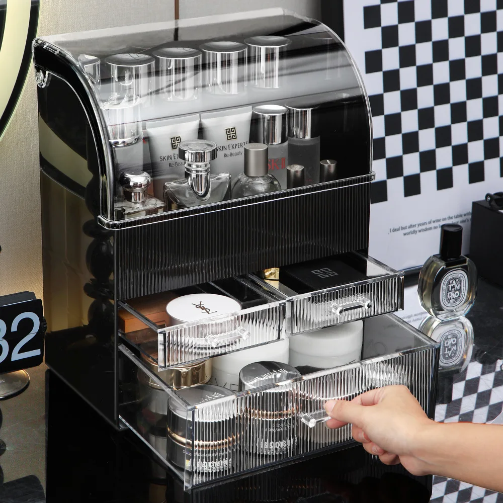 

Cosmetic Box Transparent Makeup Jewelry Drawer Home Storage Boxs Multifunctional Necklace Earrings Travel Cosmetic Organizer