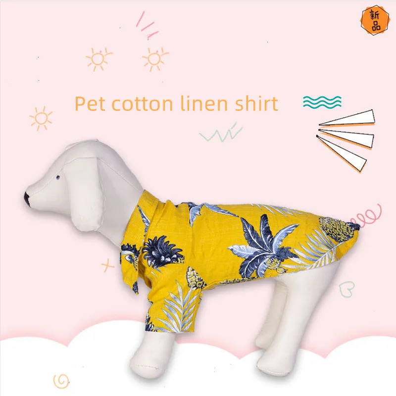 Летняя одежда для щенков Пляжная футболка в гавайском стиле собак кошек