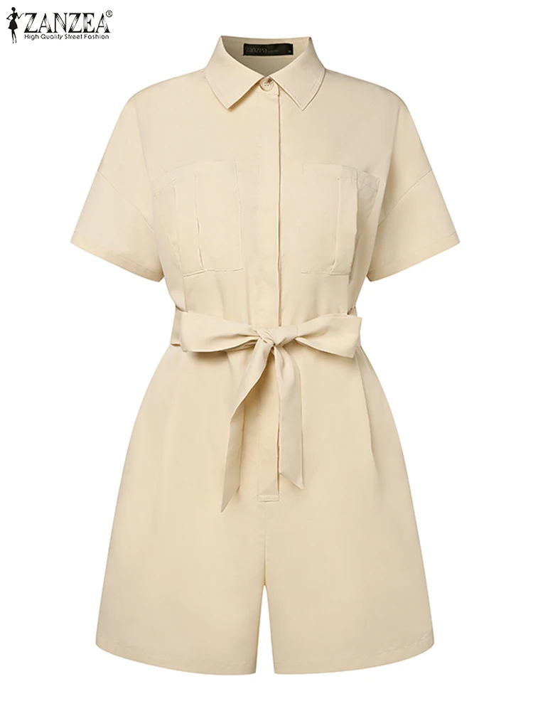Комбинезон ZANZEA женский винтажный модный элегантный ромпер с воротником