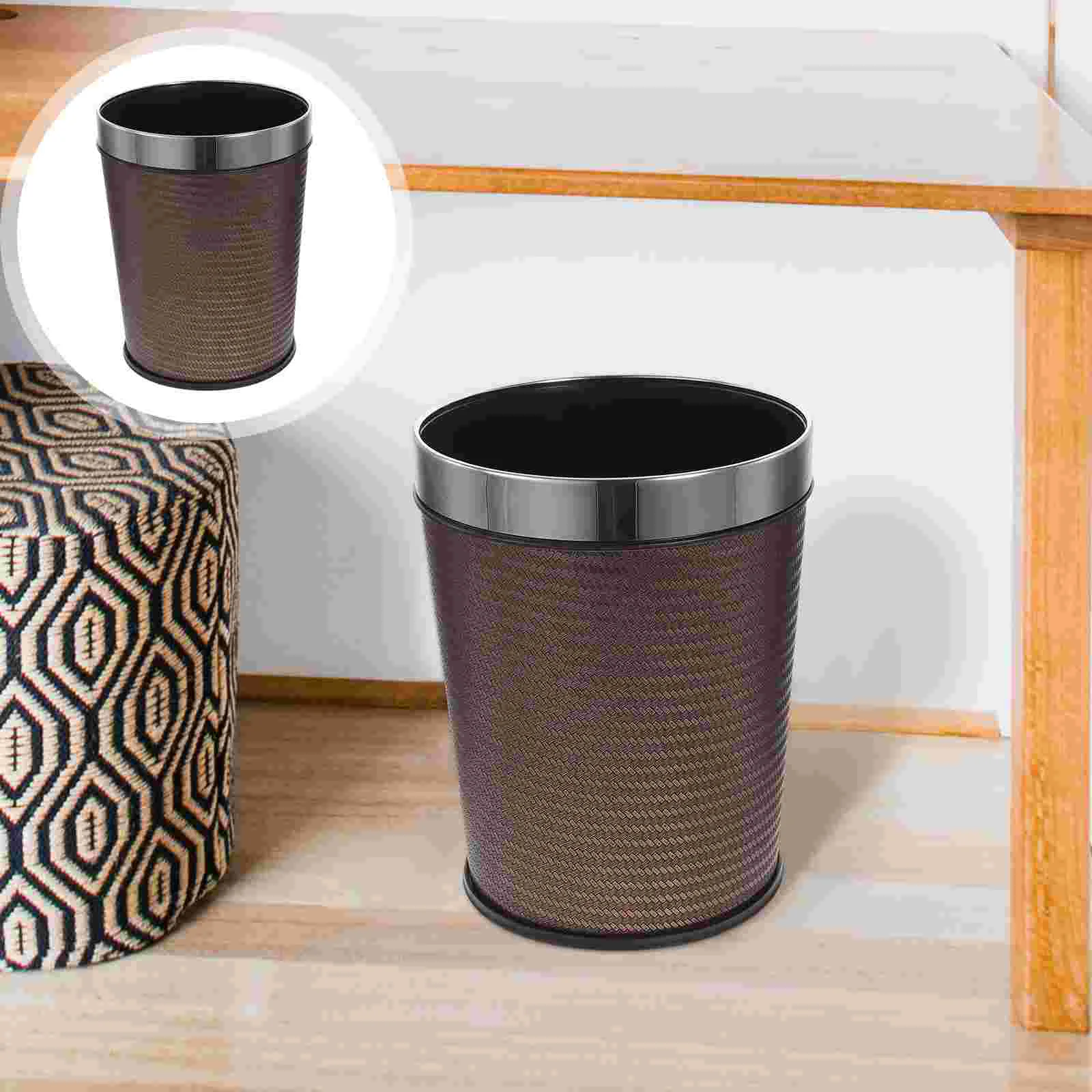 

Retro Trash Can Containers Food Home Trash Bucket Round Bathroom Garbage Can Plastic Decorative Waste Bucket Office Home Supply