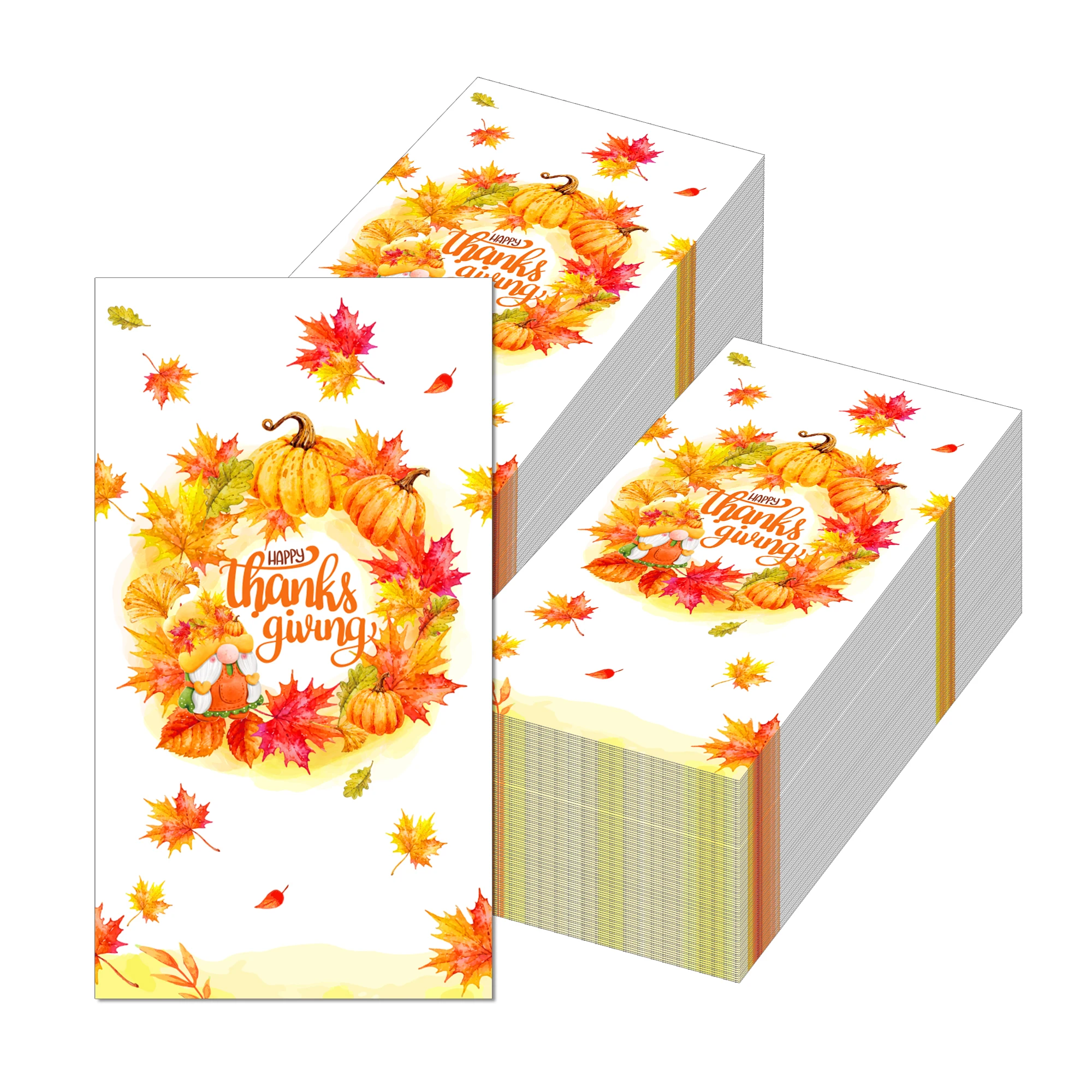 

20pcs Autumn Thanksgiving Long Paper Napkins Maple Leaves Pumpkin Theme Baby Tissues Birthday Party Tableware Paper Serviettes