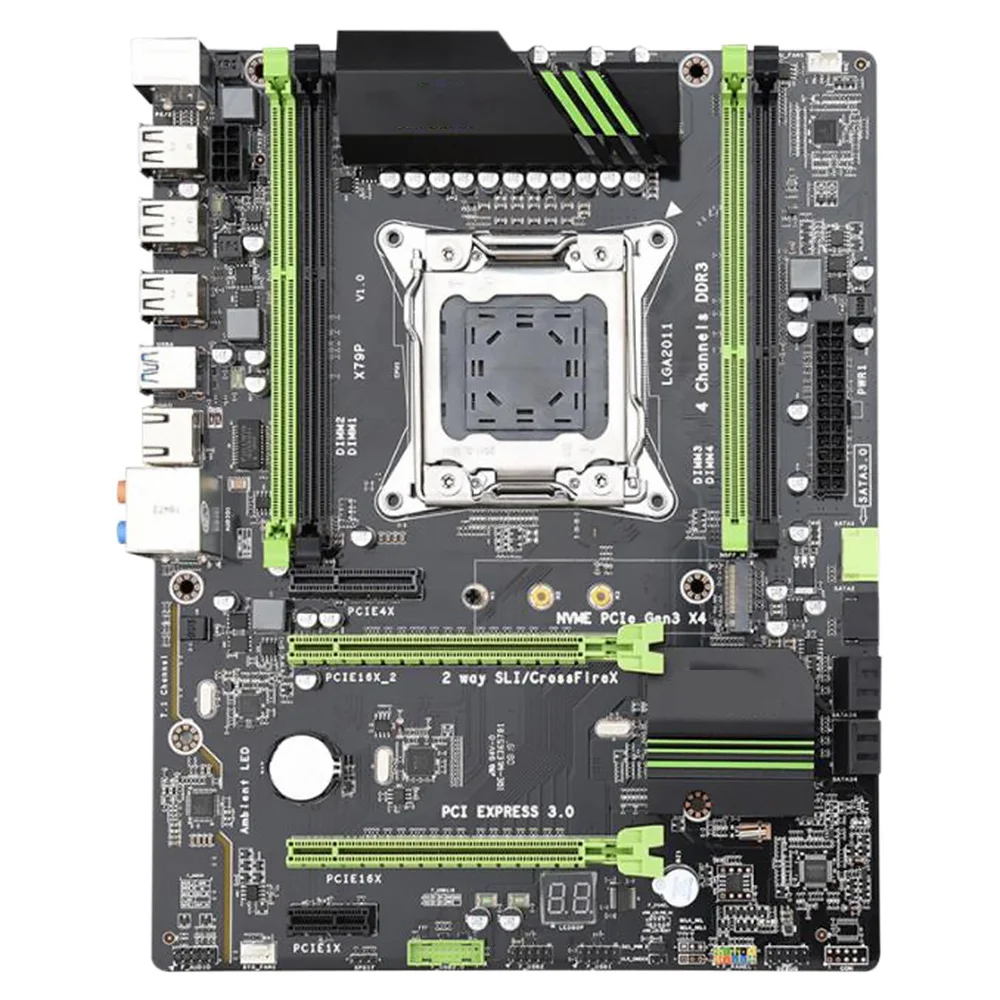 

X79P компьютерная материнская плата LGA2011 Pin процессор DDR3 четырехканальная память компьютерная игровая материнская плата подходит для Intel