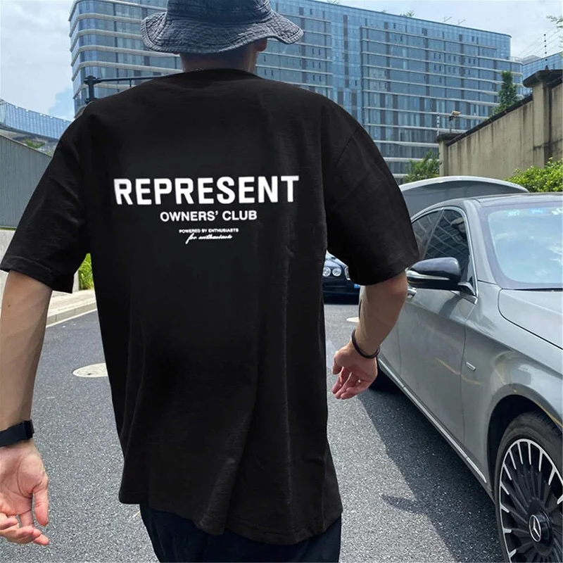 

REPRESENT Letter Short Sleeve Men's Loose t-Shirt High Quality 1:1 Women's Couple High Street Fashion Summer t-Shirt