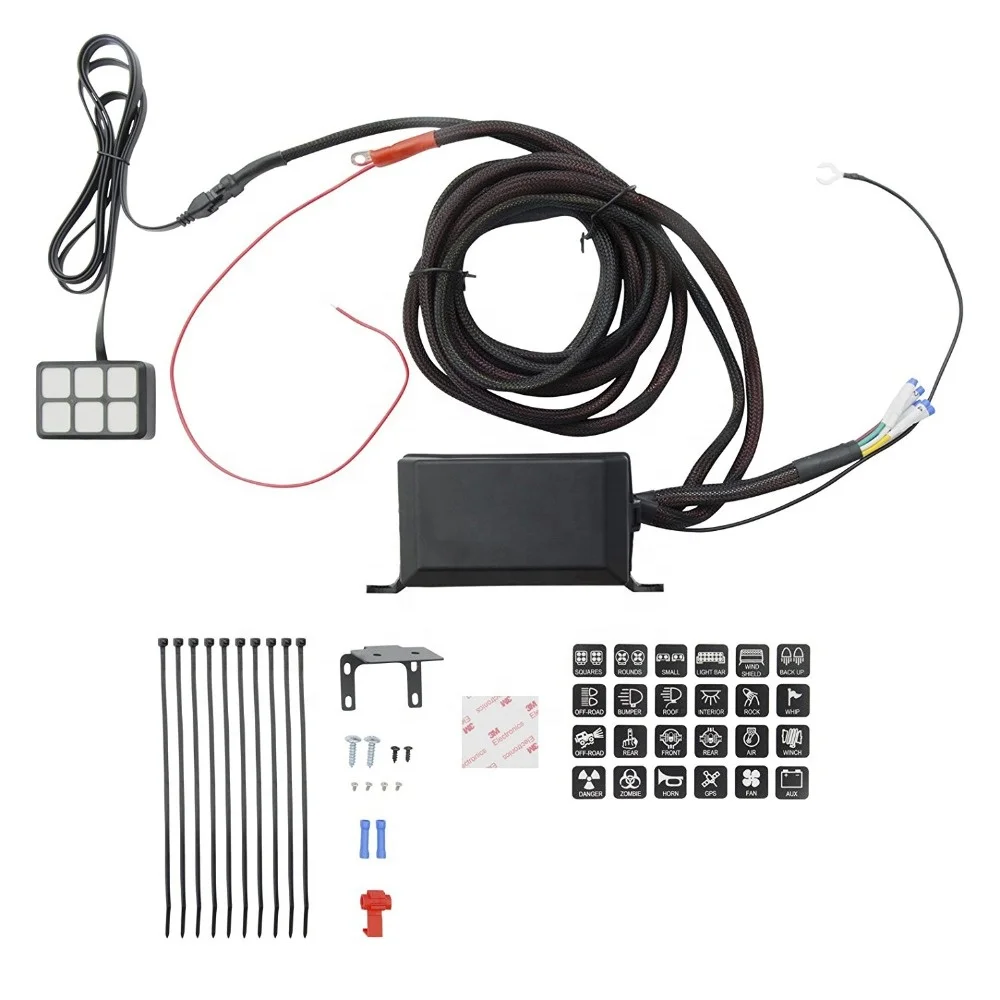 

MICTUNING Car Switch Panel Electronic Relay System 6 Switch Panel Relay Control Box with Wiring Harness