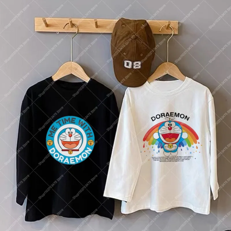 Kawaii Doraemons Детская футболка с длинным рукавом осенняя повседневная одежда для