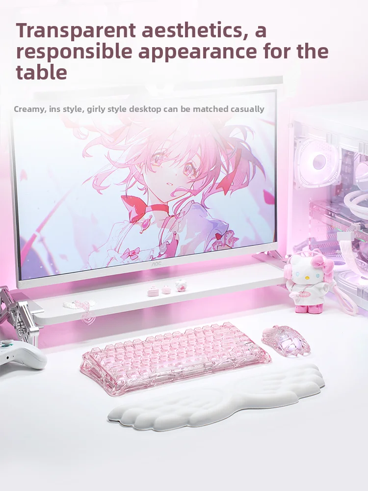 Фото Беспроводная игровая механическая клавиатура Grava Star Mercury K1 Lite Jelly Pink K1 75% с Bluetooth и проводным подключением, RGB, с возможностью горячей замены переключателей, для геймеров №2