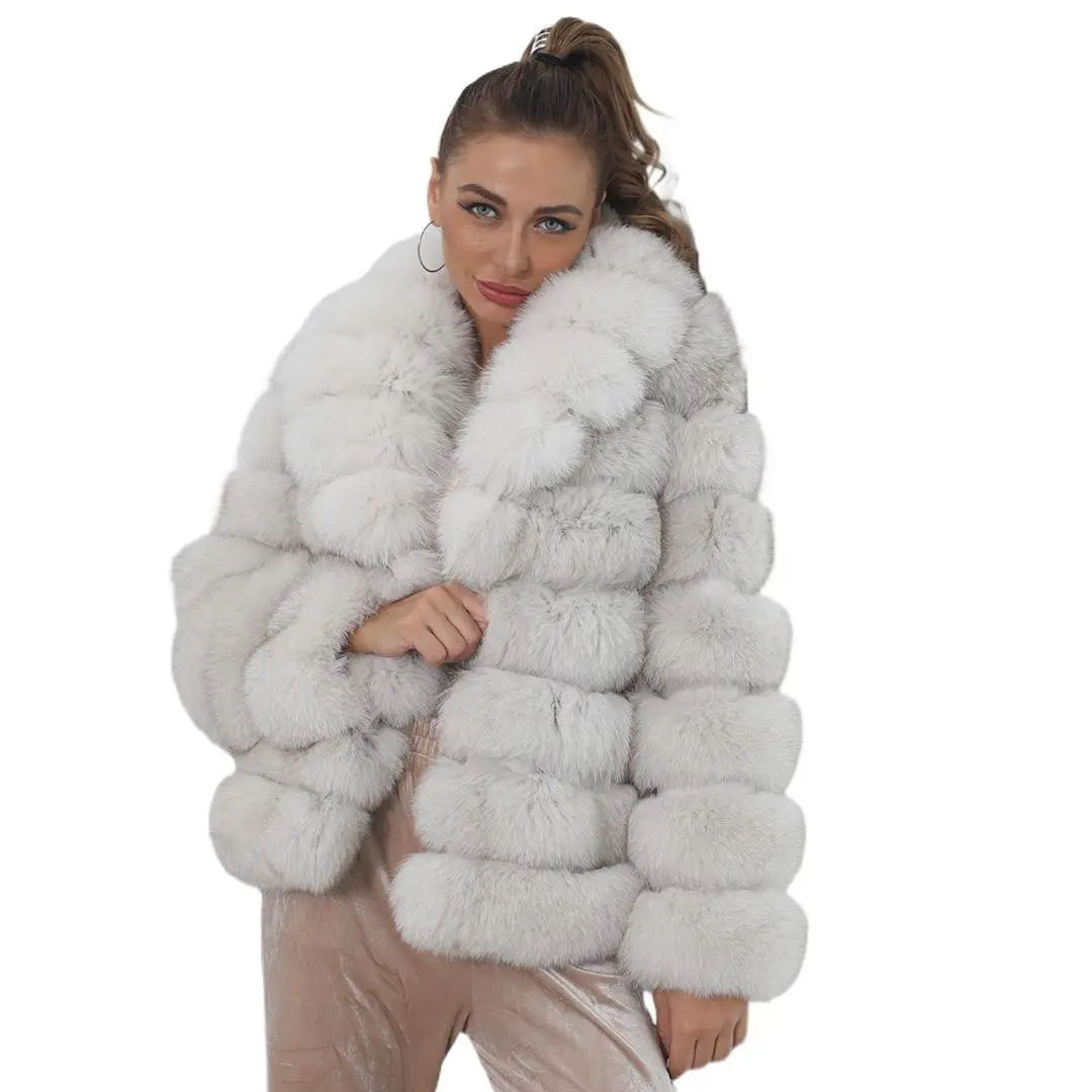 High Quality Fox Fur Jacket Winter Fashion Genuine Thicken Warm Fur Coat For Women Luxury Natural Full Fluffy Ladies Fur Parka enlarge